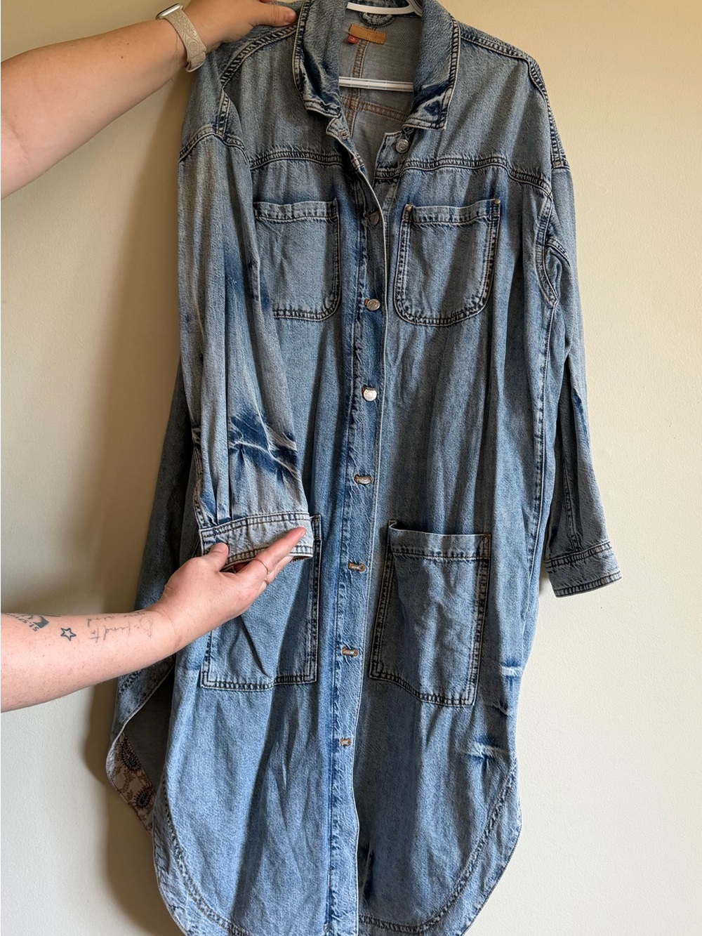 Anthropologie Light Blue Denim Midi Shirt Dress
